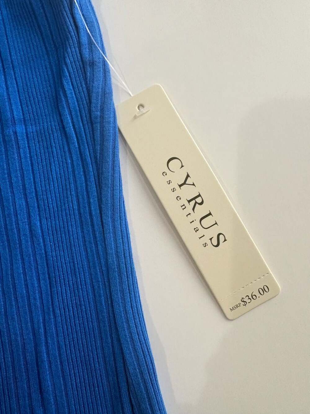 Cyrus Essentials Ribbed Racerback Tank Top Blue Size S New - Picture 2 of 4